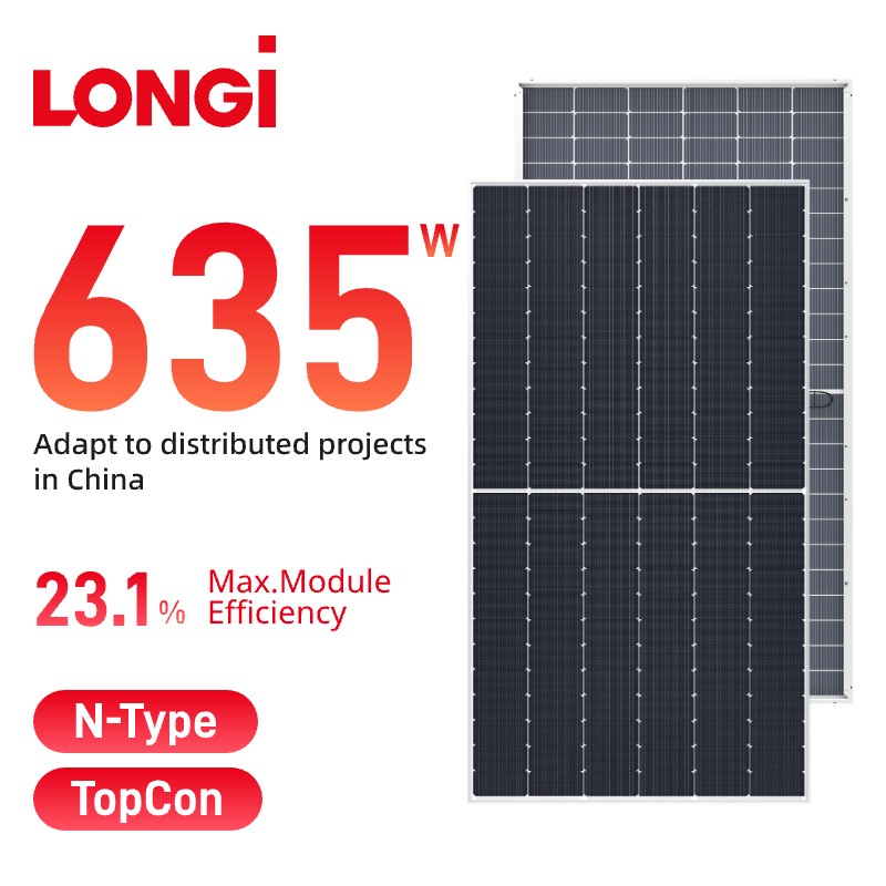 LONGi Hi-MO7 বাইফেসিয়াল 615-645w LR5-78HGD সোলার প্যানেল